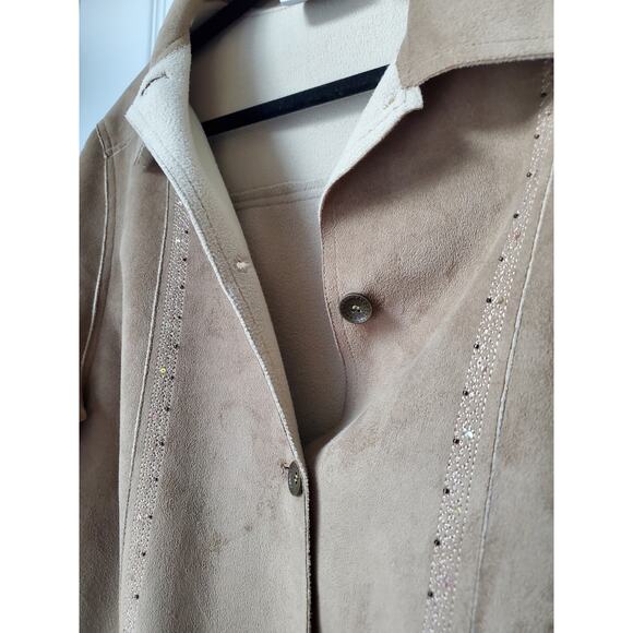 Alfred Dunner Jacket Size 14 Faux Suede Western Sherpa Sequin Boho Bohemian - Picture 11 of 11